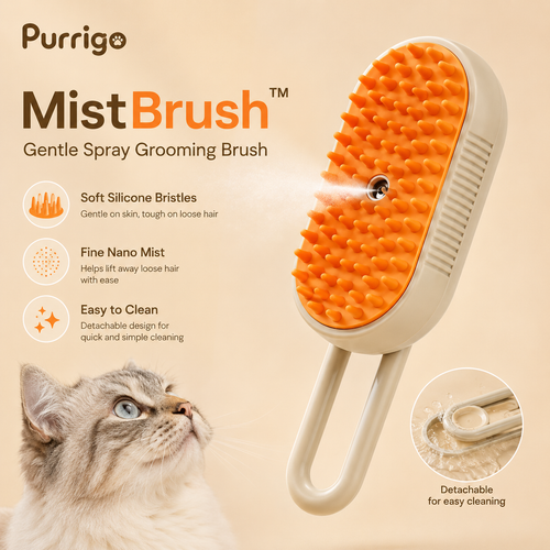 Purrigo MistBrush™ | Gentle Spray Grooming Brush